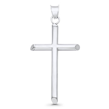 14K Real White Gold Classic Cross Religious Charm Pendant 20X33mm